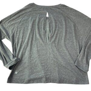 LULULEMON Gray Open Back Yoga shirt Athletic. Size Women's Large.  Loose Fit